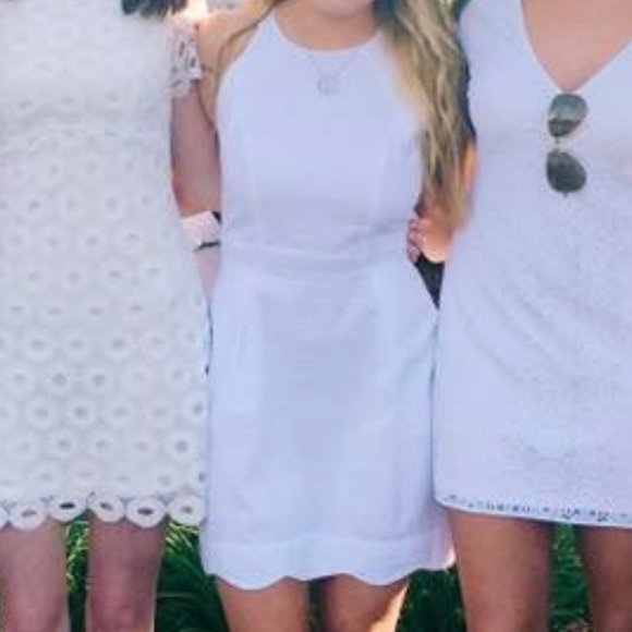 Lauren James White Seersucker Scalloped Dress - Picture 3 of 4